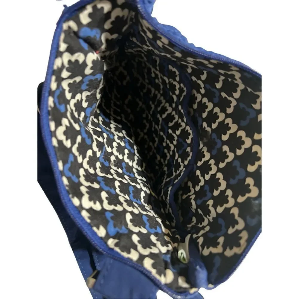 Vera Bradley Solid Blue Crossbody Messenger Bag with Matching Wallet